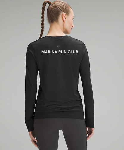 Lululemon Swiftly Relaxed Long Sleeve in Black with our MRC Logo - Back